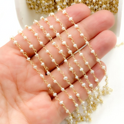 White Freshwater Pearl Gold Plated Wire Chain